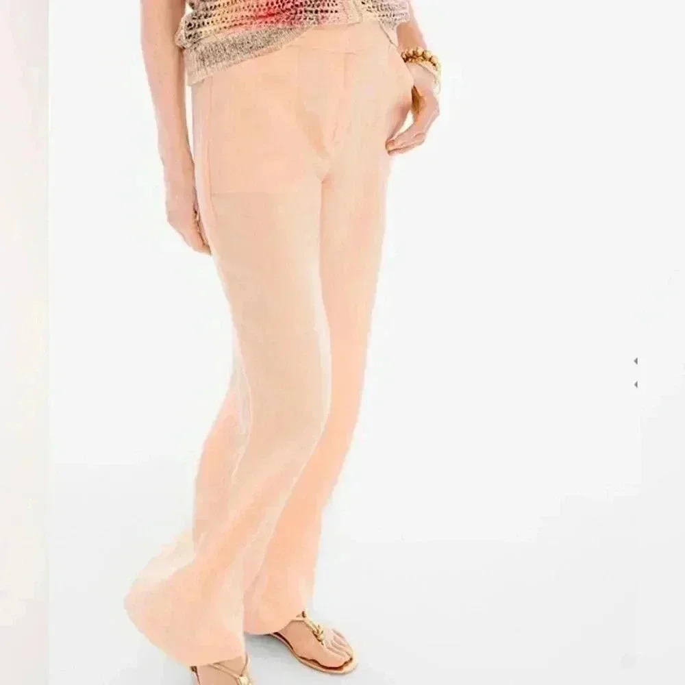 New Chico’s Linen Wide Leg Pants Size 4 / 6 Small Petite Pastel Peach